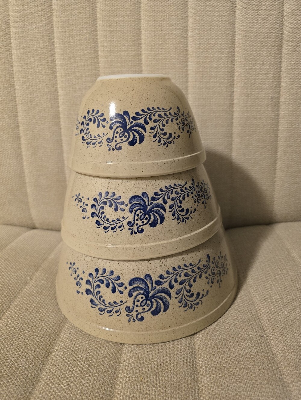 Pyrex Homestead Blue Vintage Mixing Nesting Bowls Set of 3